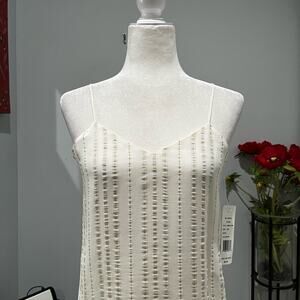 NEW Finity Naturals Linen Rayon Striped Spaghetti Strap Semi Sheer Blouse XS